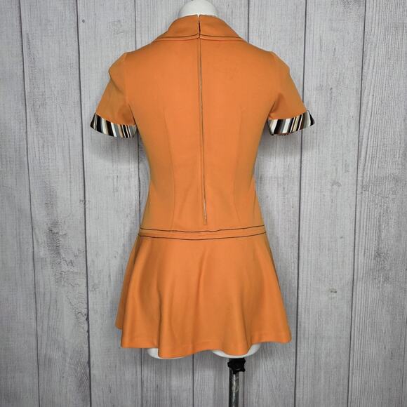 Vintage 60s 70s Golden Maid Mod Mini Dress w/ Removable Tie – Size Small - Picture 3 of 4